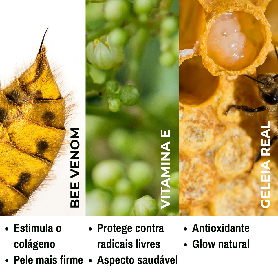 Sérum facial firmador com peptídeos, geleia real e vitamina E